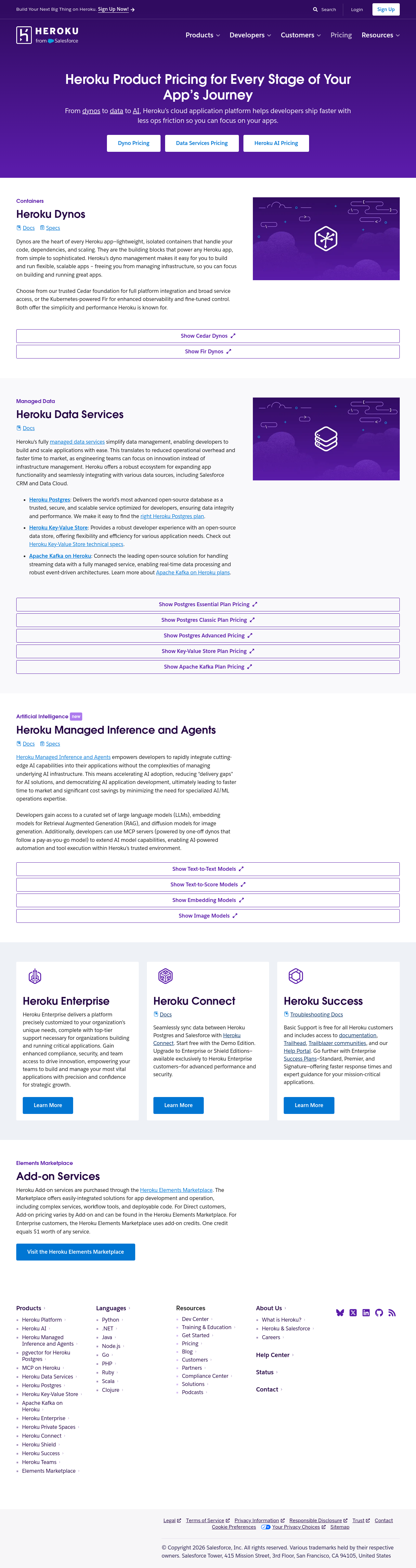 Heroku pricing page as captured