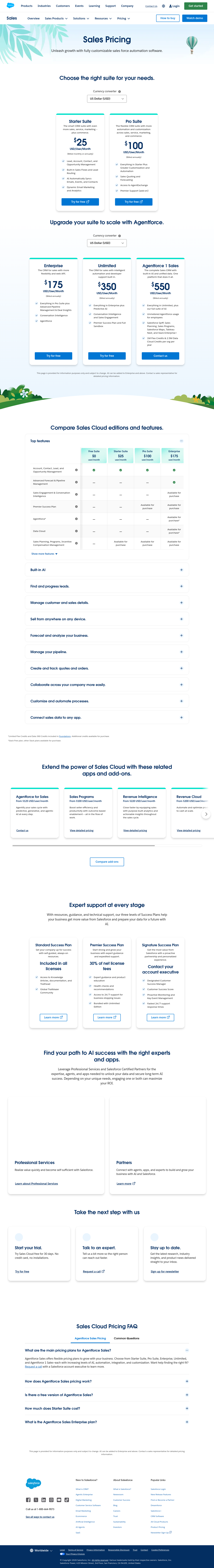 Salesforce Sales Cloud pricing page as captured