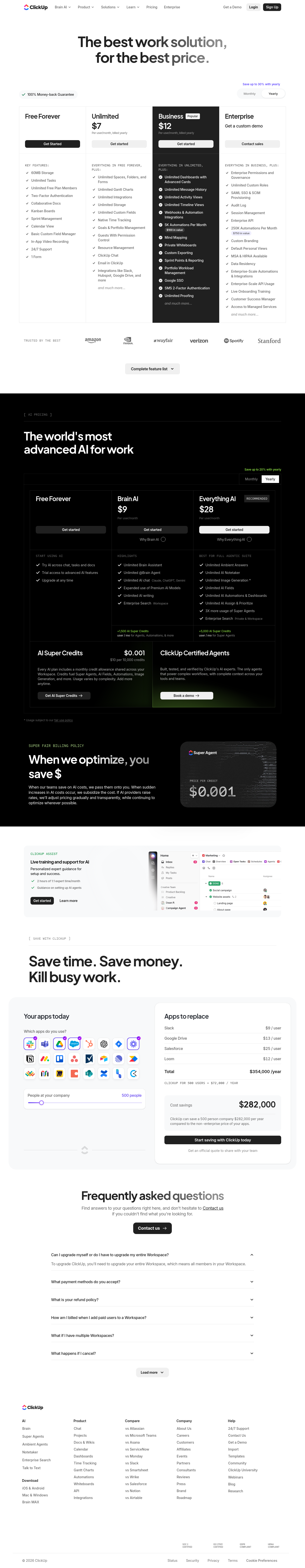 ClickUp pricing page as captured